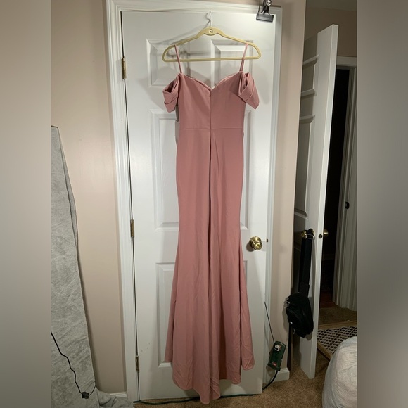 Cinderella Divine Bridesmaids Dress Women's 6 Rose Sweetheart Neckline Slit - Picture 7 of 14